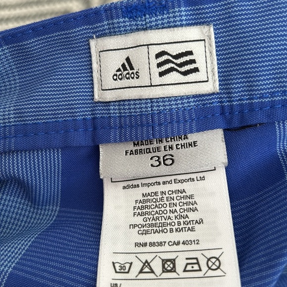 Adidas Men’s Bermuda Golf Shorts Blue Check Logo Size 36 - Picture 5 of 9